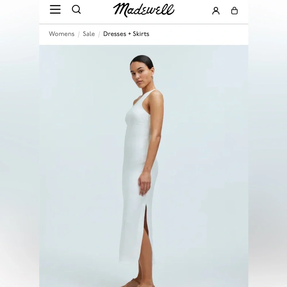 Madewell One Shoulder‎ Midi Linen Blend Dress